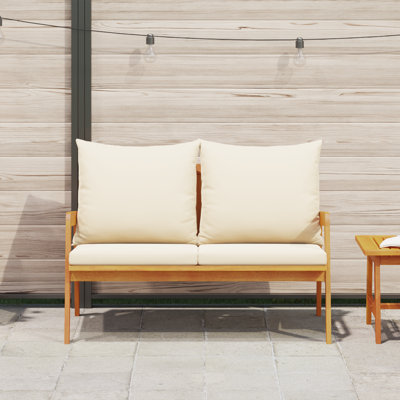  Garden Bench With Cushions 45.3X25.6X28.0 In Solid Acacia Wood