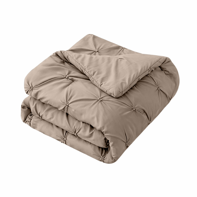 Microfiber Pintuck Duvet Cover Set – 2 Pillowcases, Single Duvet Cover + 1 Standard Pillowcase, Beige