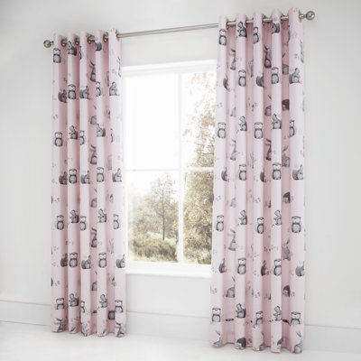 Woodland Friends Lined Eyelet Curtains