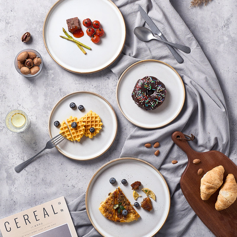 Azal 10" Stoneware Dinner Plate, Cappuccino White