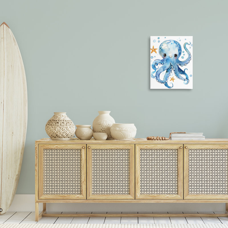 «Happy Smile Octopus», art mural sur toile par Franklyn Gregory bp-472_CN, H 20 po x l 16 po