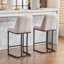Ensemble de 2 tabourets de bar rembourrés modernes avec dossier capitonné, chaise à hauteur de comptoir avec structure en métal robuste, siège rembourré confortable pour la cuisine, le bar ou la salle à manger-359245414