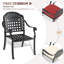 2 fauteuils de patio en fonte d'aluminium, noir, protégés contre la corrosion, sièges rembourrés, larges, structure noire ergonomique, résistants à la rouille et aux intempéries, confortables et empilables