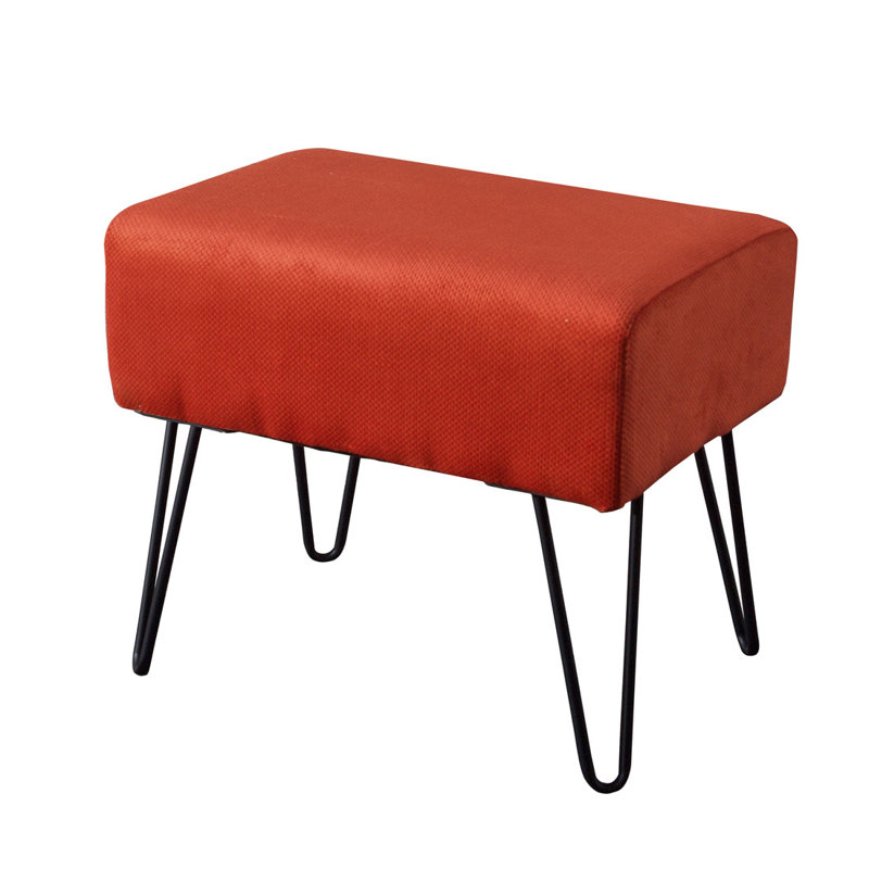 48.3cm Wide Rectangle Solid Colour Standard Ottoman, Burnt Orange Polyester