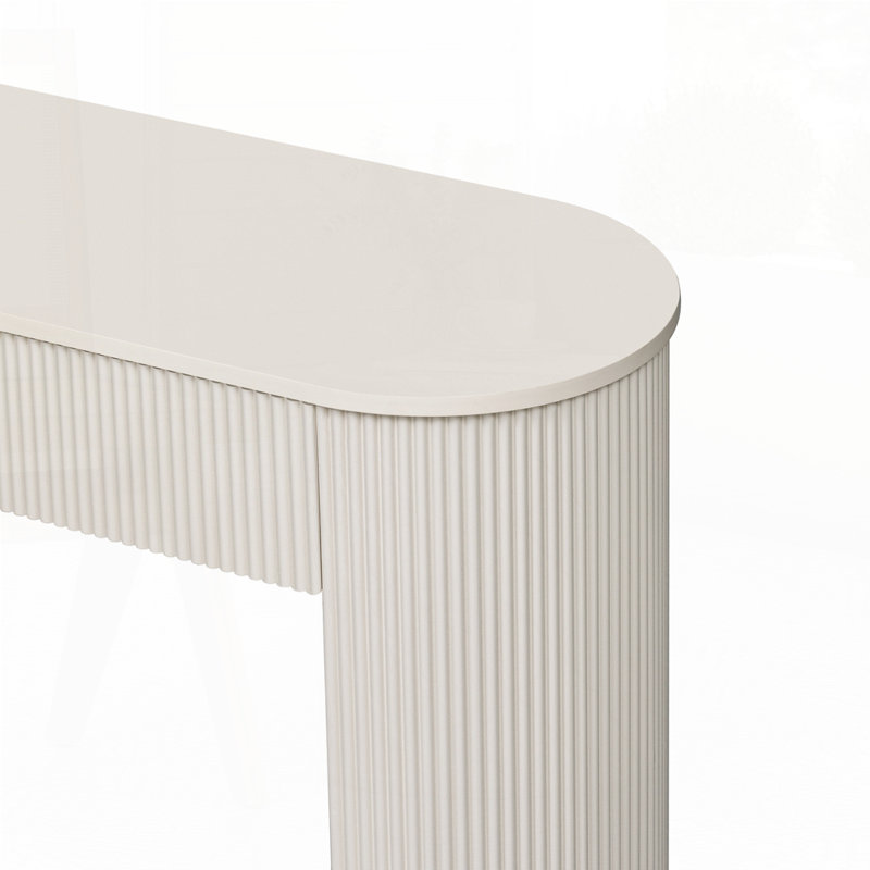 Console moderne avec rangement, Blanc champagne