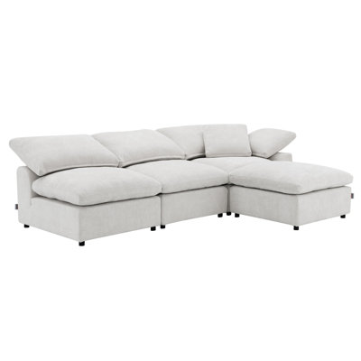 4 Linen Modular Sectional With , 38"w Armless Chair, Spacious And Comfortable Seating Option Foam Filled Seats, Relaxing