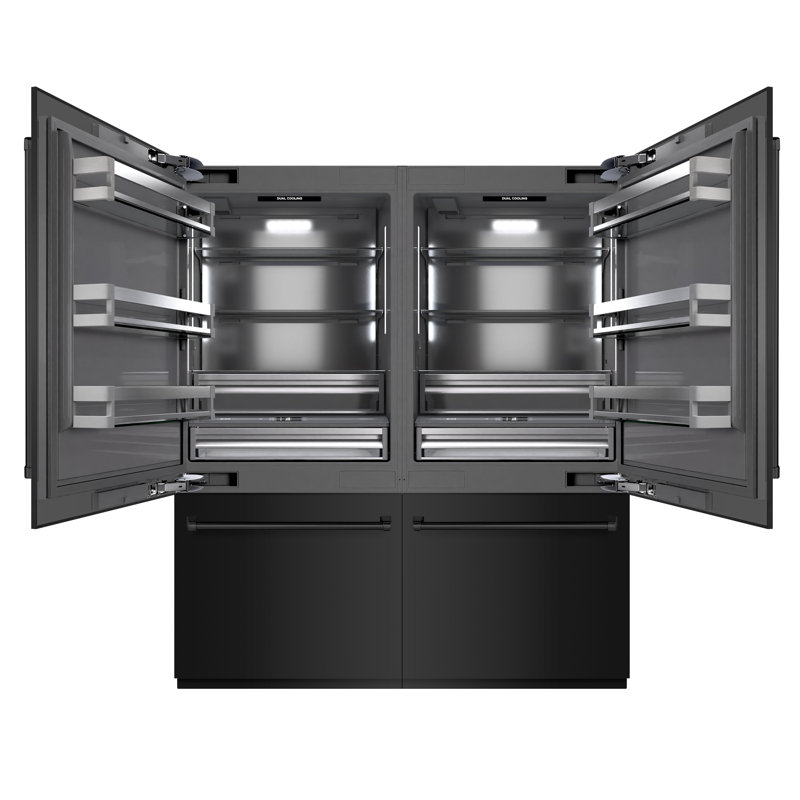 ZLINE 72 in. Built-In Refrigerator in Black Stainless Steel w/ Graphite Gray Interior, Black Stainless Steel/Graphite Gray