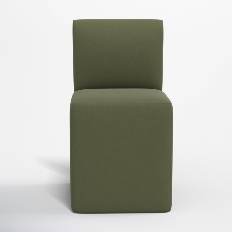 Mendy Upholstered Dining Chair with Casters, Classic Loden Velvet