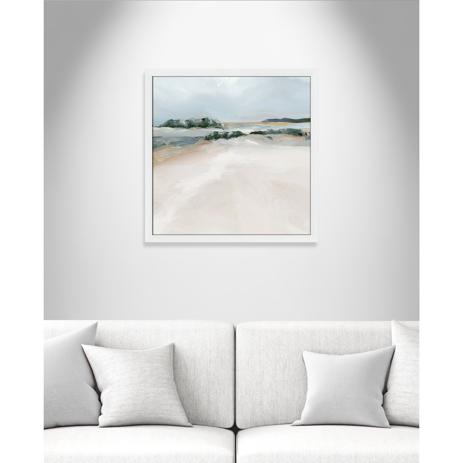 Anelis "Shimmering Path" Painting, 28.5" H x 28.5" W x 1.12" D, White Framed