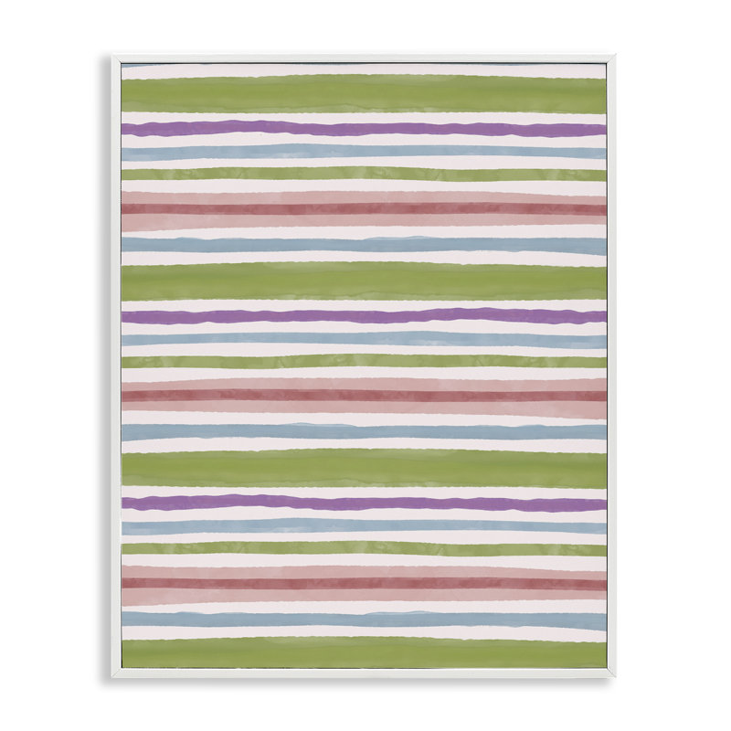 «Fun Stripes» à motif de giclées grises encadrées par Nina Muis, Giclée encadrée blanc bord de mer, H 20 po x l 16 po