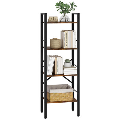 4 Tier Bookshelf Industrial Ladder Shelf