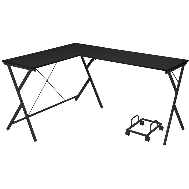 Modern Black Computer Desk With Transportable Holder For Productivity Efficient Rolling, Black