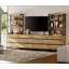 Meuble télé Aadam avec bibliothèque à 3 niveaux, meuble télé avec 12 tiroirs et tablette réglable, console média en bois-1392342848