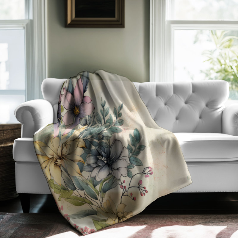 Urban Blooms - Couverture sherpa de qualité supérieure 1 pièce, Grand lit