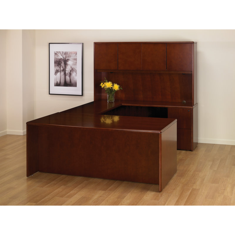Jusino U-Shaped Solid Wood Top Executive Desk