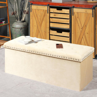 Banc de rangement avec repose-pieds pliant