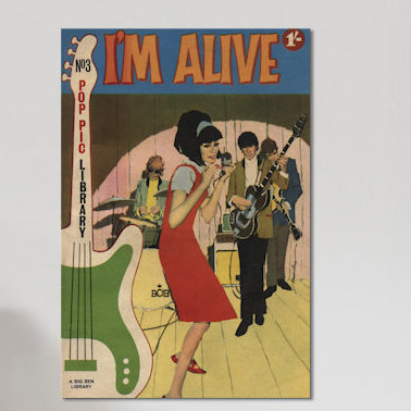 « i suis alive », affiche rétro sur toile, H 12 po x l 8 po x P 0,75 po, Toile tendue, Pas de tapis