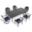 Ensemble de salle à manger 7 pièces en aluminium coulé avec cadre noir 7 pièces, comprenant 2 chaises pivotantes, 6 chaises et une table rectangulaire-233343999