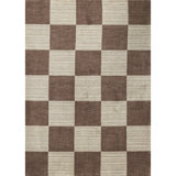 Gabbeh Wool Checkered Area Rug in Brown/Beige