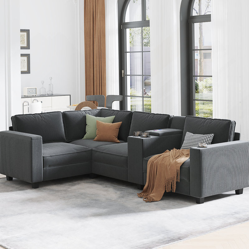 Canapé en L 4 places, 4, H 31,8 po x l 105,5 po x P 66,5 po