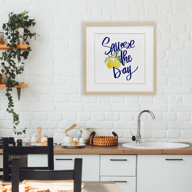 «Cursive Squeeze The Day», reproduction sous verre encadrée, design par Lanie Loreth, H 16 po x l 16 po