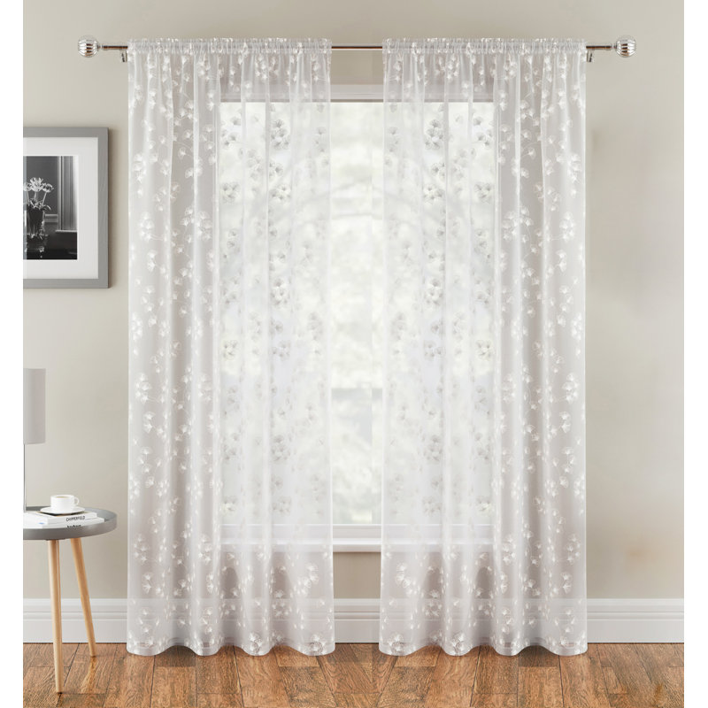 Rockdale Sheer Curtain Pair, 140cm Width x 229cm Drop, White
