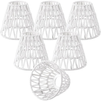 6 abat-jour tonneau en rotin tressé à la main, H 5,9 po x P 5 po, ajusteur 1,53 po pour table, lampes sur pied et luminaires suspendus