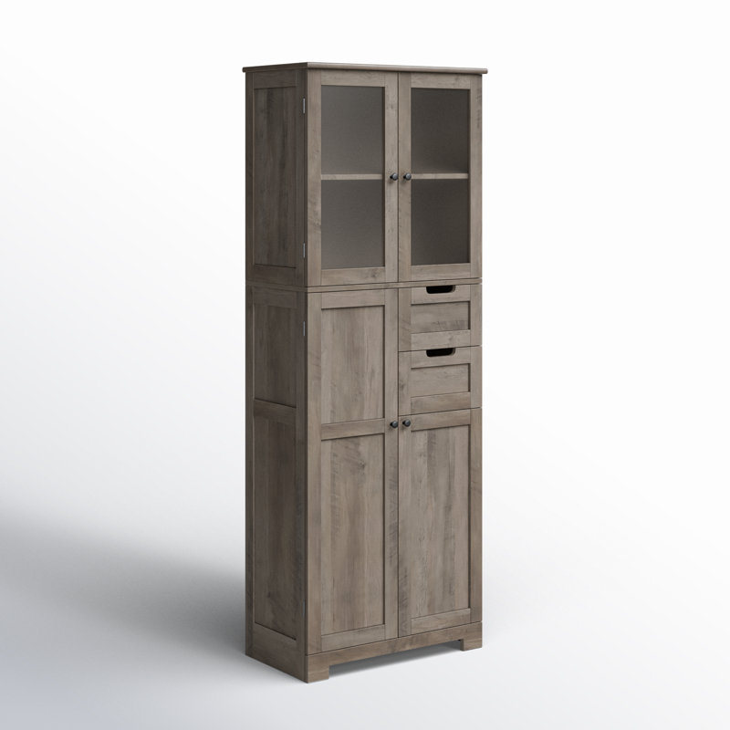 Almetter Freestanding Bathroom Cabinet with Drawers, Wash Gray