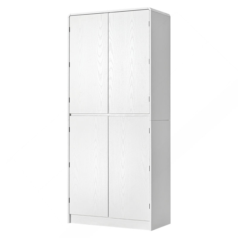 Garde-manger de style campagnard de 72 po avec 8 tablettes, armoire de rangement courbée avec 3 tablettes réglables, tiroir caché, armoire polyvalente pour la cuisine, la salle à manger et la salle de bain, blanc