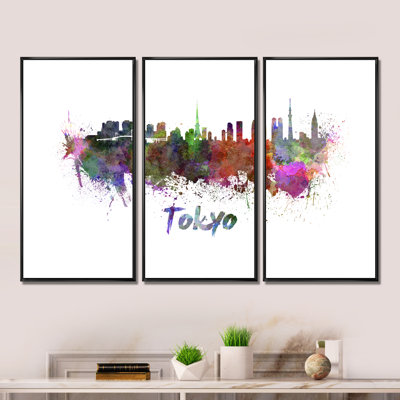 " Tokyo Skyline " 3 - Pieces Painting Print