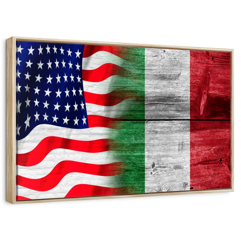 Nish des États-Unis et de l'Italie, Cadre flottant en bois naturel, 46 po x 31 po