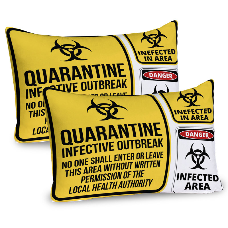 Ensemble de 2 taies décoratives zombies Ambesonne danger quarantaine jaune rouge noir, H 20 po x l 26 po