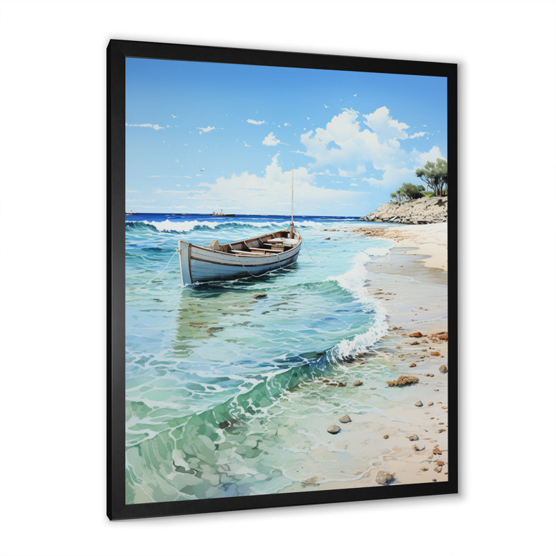«Beach Photo Serene Shores V», reproduction d'un seul cadre photo sur toile, H 44 po x l 34 po x P 1,5 po, Noir