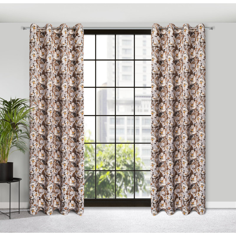 Adebisi Semi Sheer Curtains Single Panel, Beige