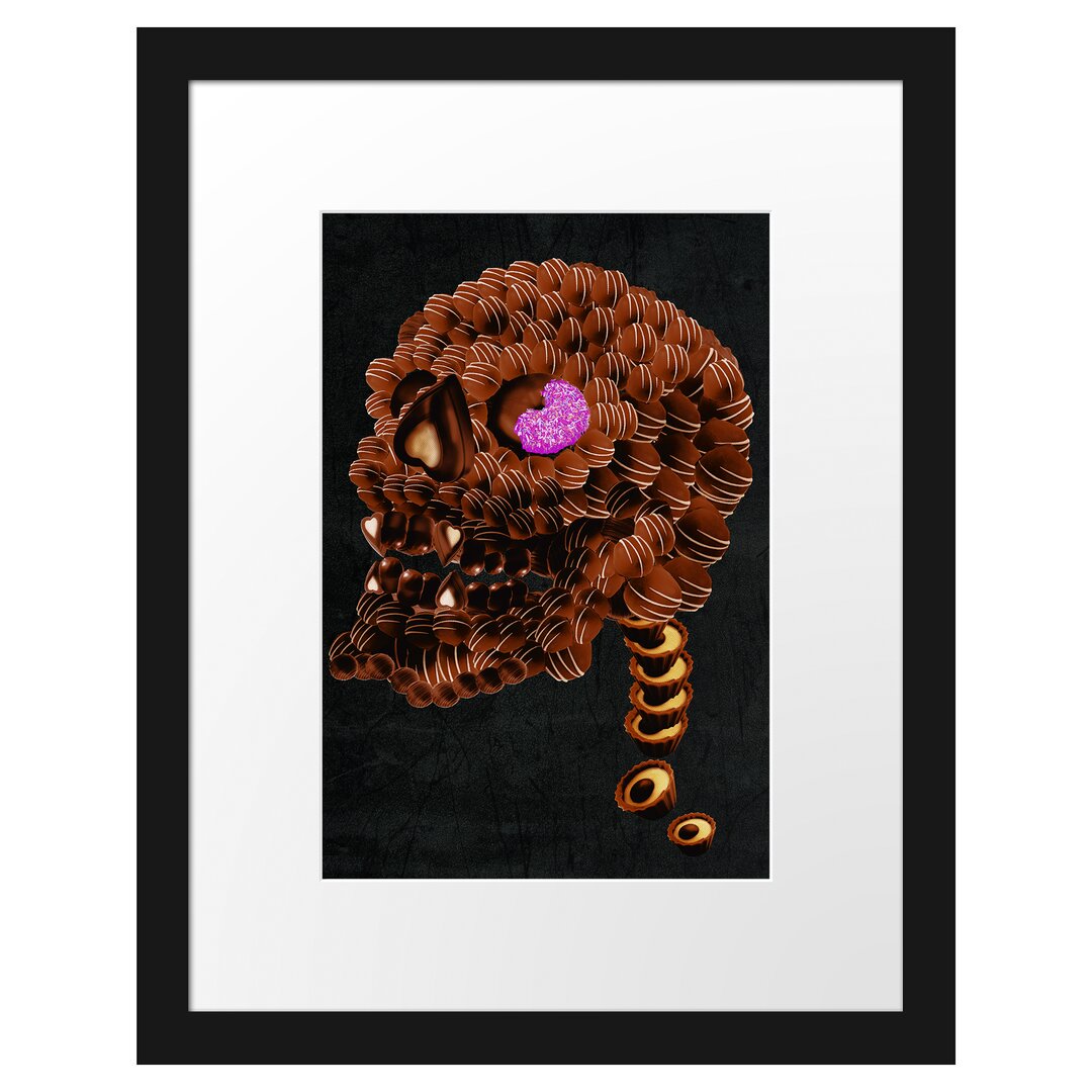 Gerahmtes Poster Chocolate Skull Black