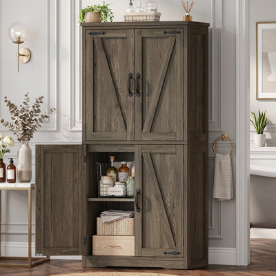 Kitchen Pantry Cabinets With 4 Doors, Storage Cabinets, Cupboard, Tall Bathroom Cabinets For Dinning Room, Living Room