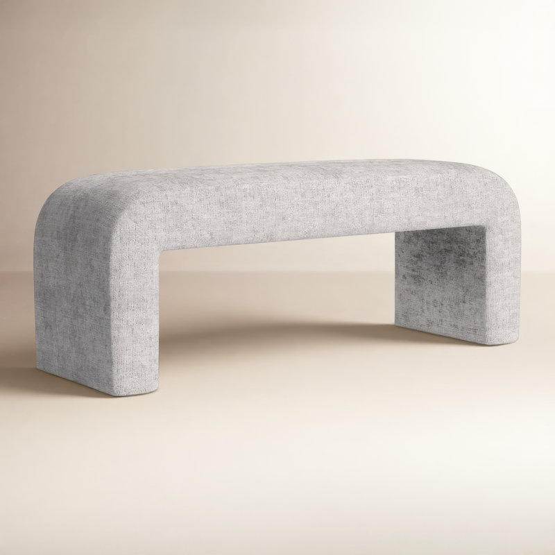 Banc rembourré mortrick, Microsuède gris Gwen, H 19 po x l 48 po x P 19 po