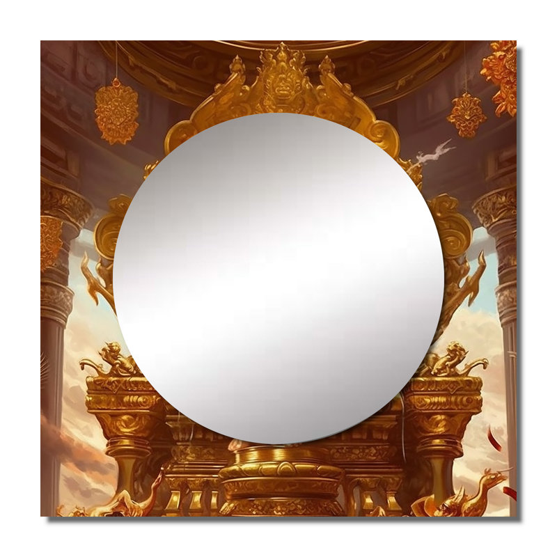 Kymbella - Grand miroir carré pour décoration murale Hinduisim, 23 po x 23 po