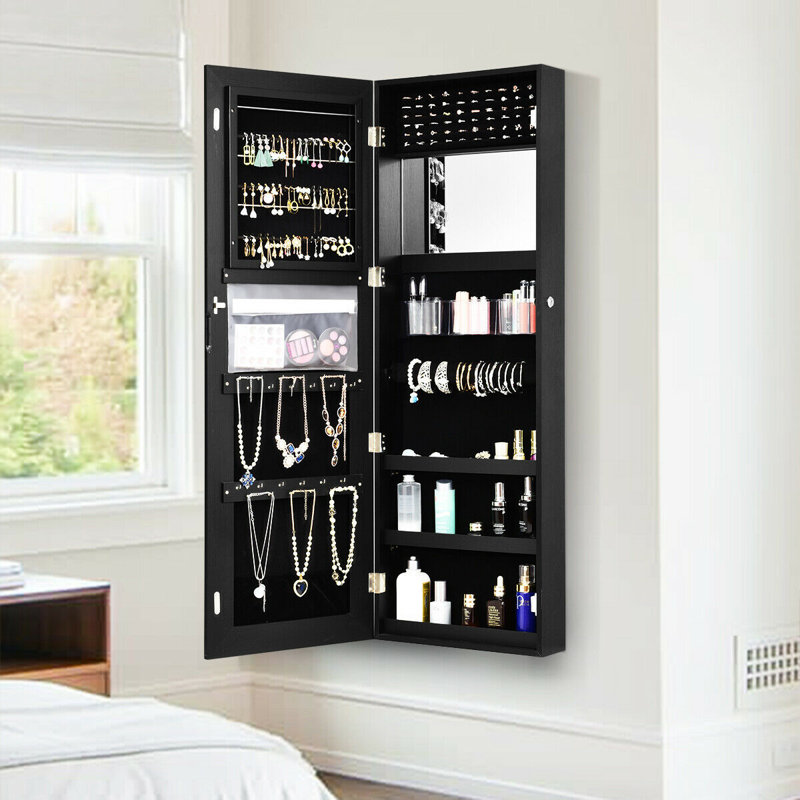 Armoire à bijoux avec miroir Michele, Noir