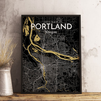 « portland city map », reproduction d’impression sur affiche en luxe