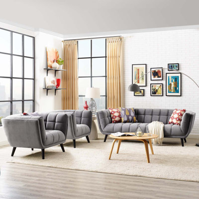 Bestow 2 Piece Upholstered Fabric Sofa and Armchair Set