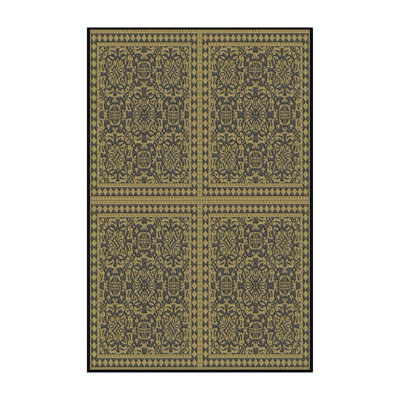 Tapis décoratif vert damassé