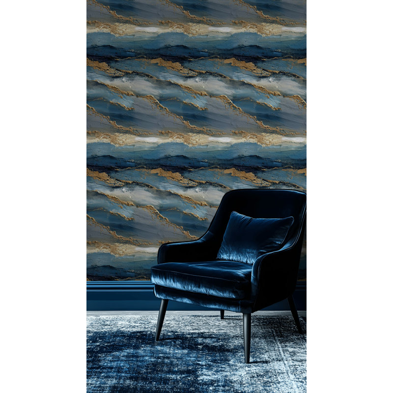 Papier peint adhésif bleu et bleu abstrait texturé