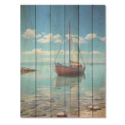 Horizon de planche à voile maritime - Art mural en bois côtier sur bois de pin naturel