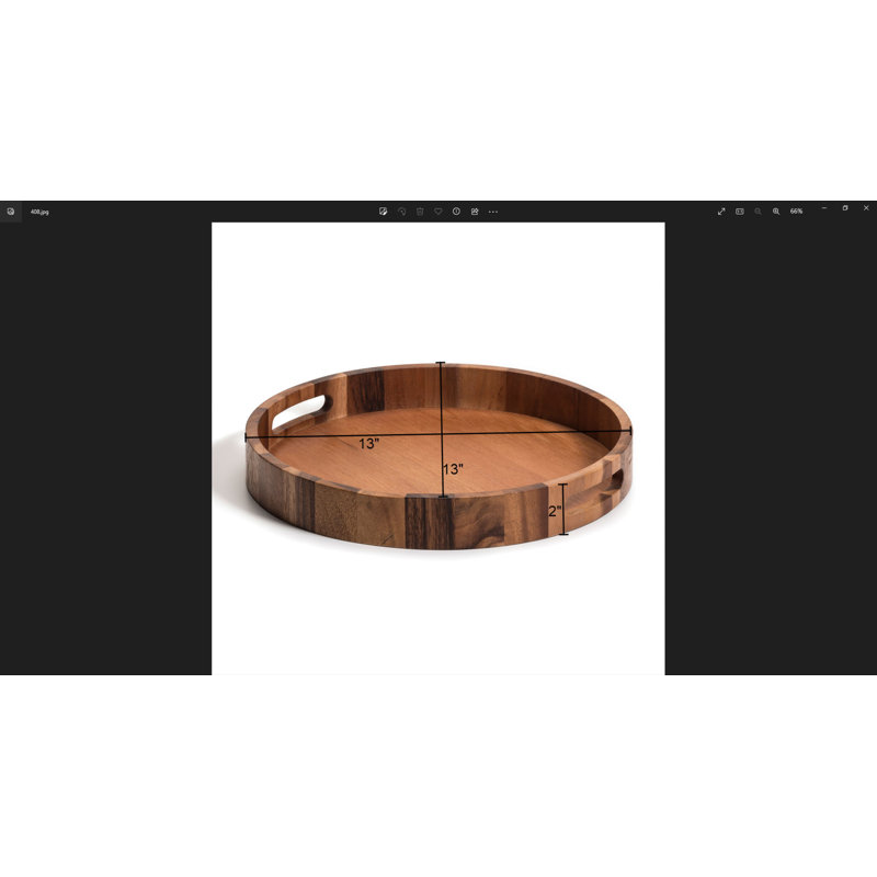 Plateau de service rond en bois d'acacia