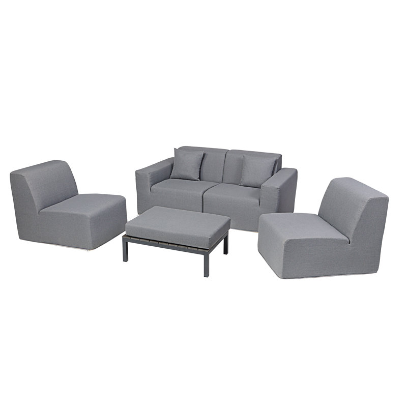 Ensemble de canapé modulaire avec repose-pieds 4 places Deko Living, Polyester gris