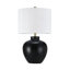 Lampe de table en céramique noire à 3 voies avec abat-jour tambour