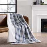 Eddie Bauer Printed Plush Fleece/Sherpa Oversized Throw Blanket
