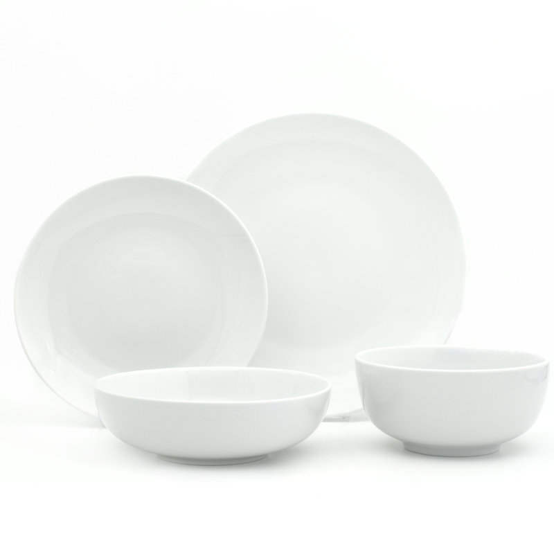 Glossy White 16-Piece Porcelain Dinnerware Set for 4
