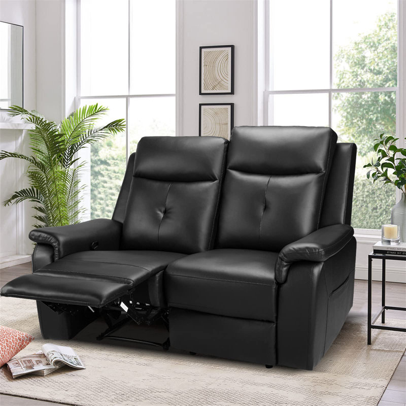 Faux Leather Home Theater Seating, Black